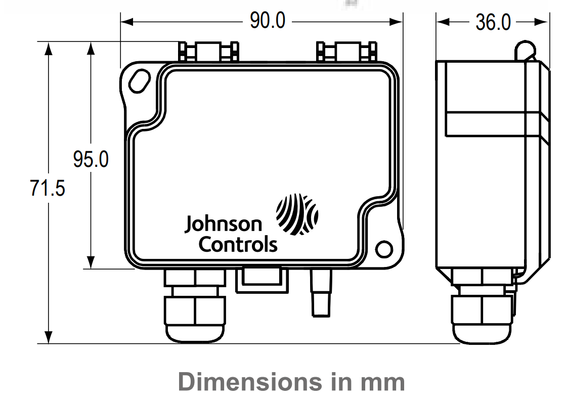 Johnson Controls DP7000, DP2500, DP0250 - Dimensions