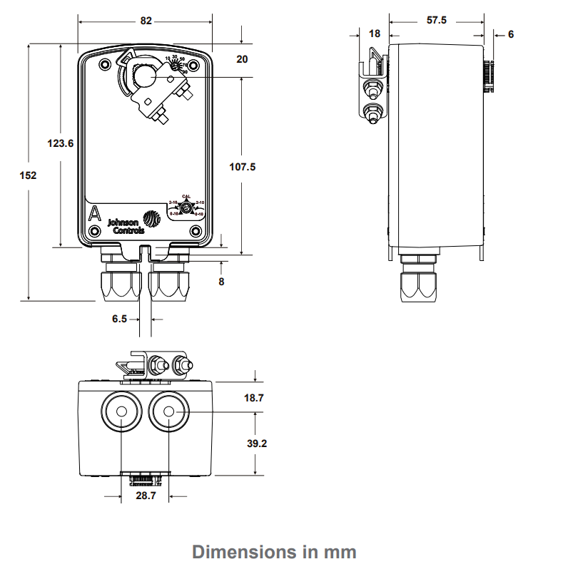 Johnson Controls M9203 - Dimensions