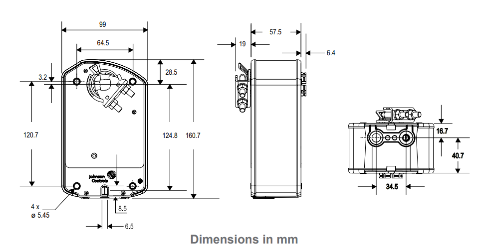 Johnson Controls M9208 - Dimensions
