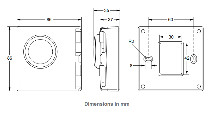 Johnson Controls T125-E - Dimensions