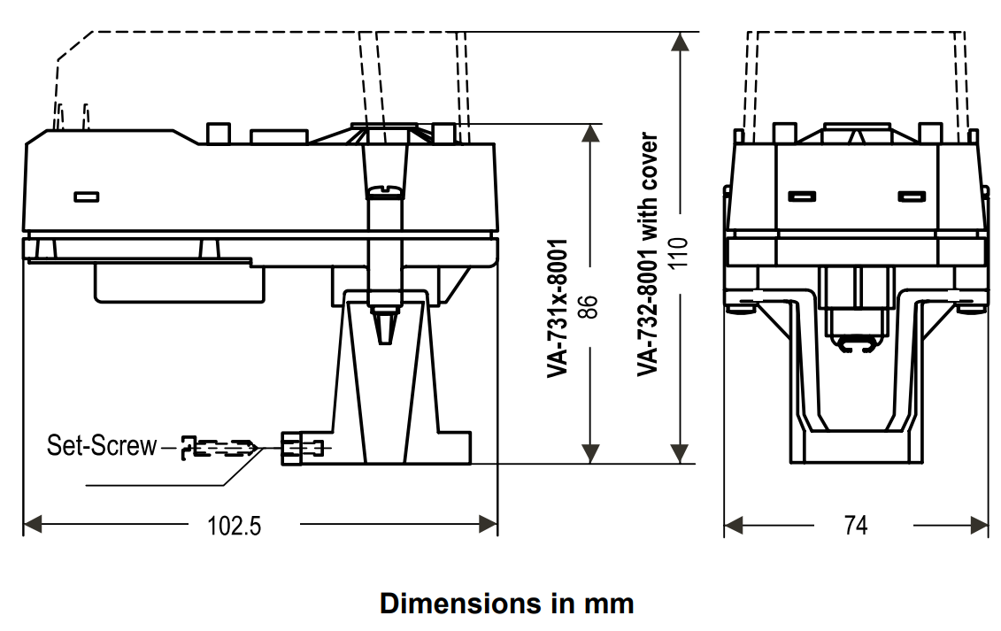 Johnson Controls VA-7310 - Dimensions